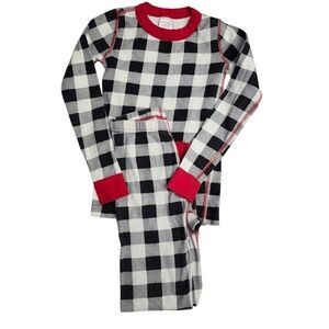 Hanna Anderson kids unisex Buffalo Plaid 2 piece pajamas set Sz 8